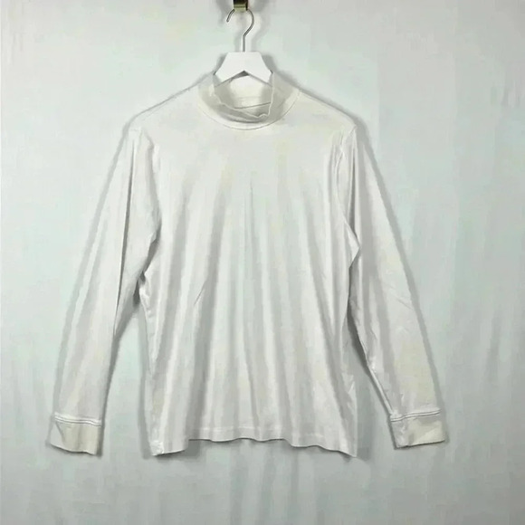Lands' End Tops - Lands End Women’s Mock Turtleneck Shirt White XLT Long Sleeves 100% Cotton NWOT